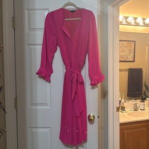 J. Crew Pink Ruffled Cocktail Dress with Tie Belt